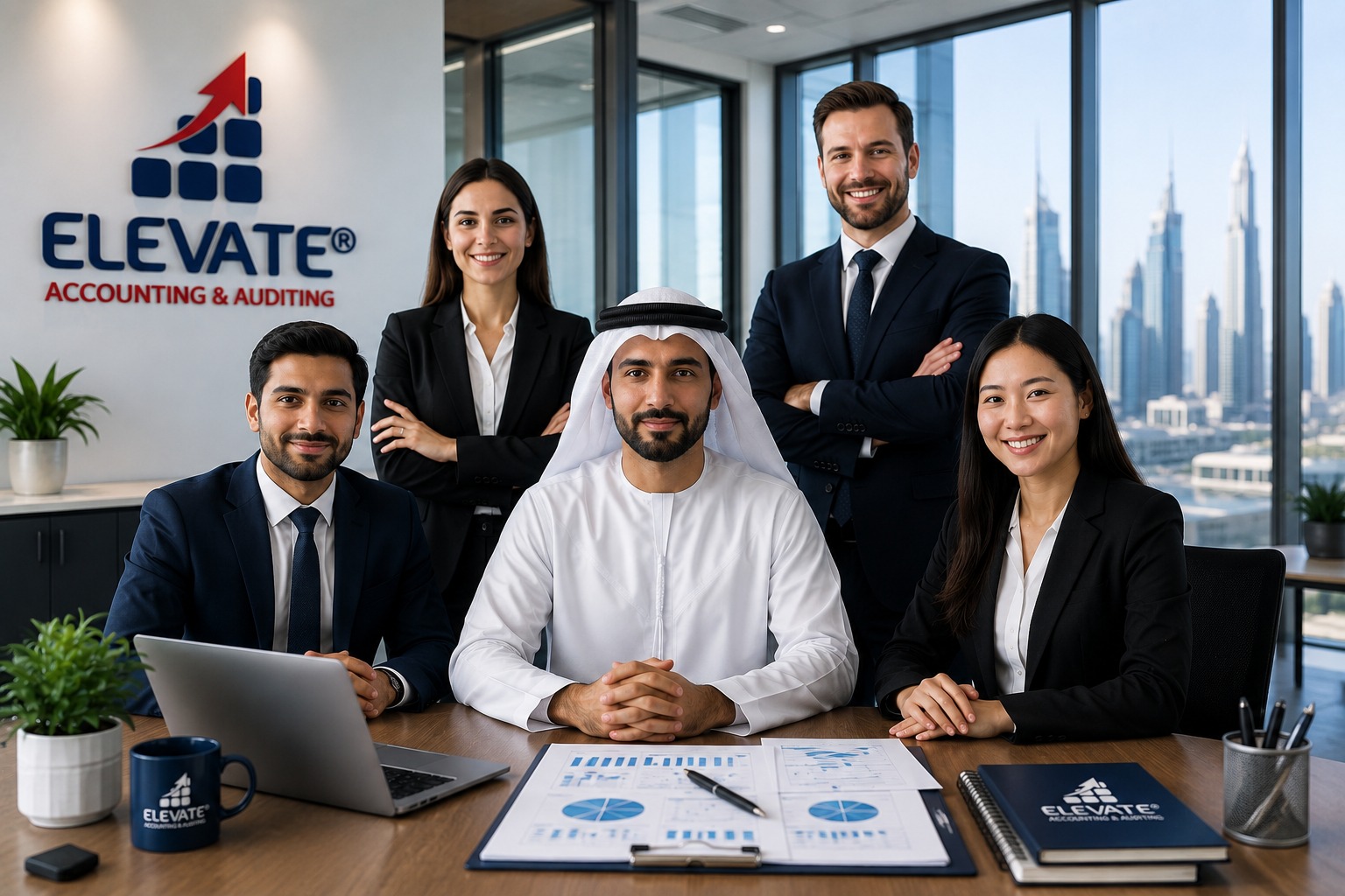 Professional accountant reviewing financial reports