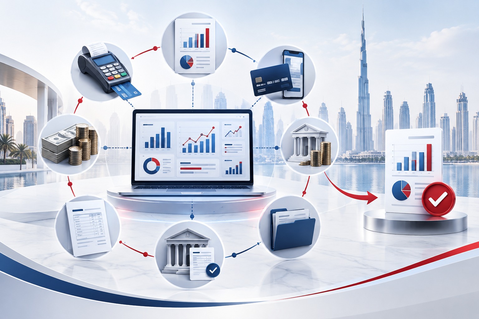 Reviewing sales and financial records